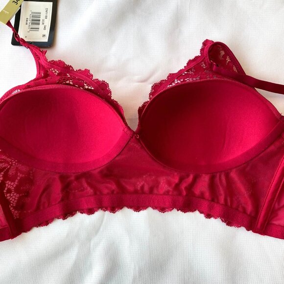 Maidenform Lightly Lined Convertible Lace Bralette Wireless 34B Red DM1188 NWT - Picture 6 of 8